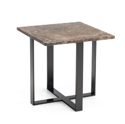 Petite table basse avec plateau en marbre Emperador dark brillant et base en métal Heathrow de Rosini Night.