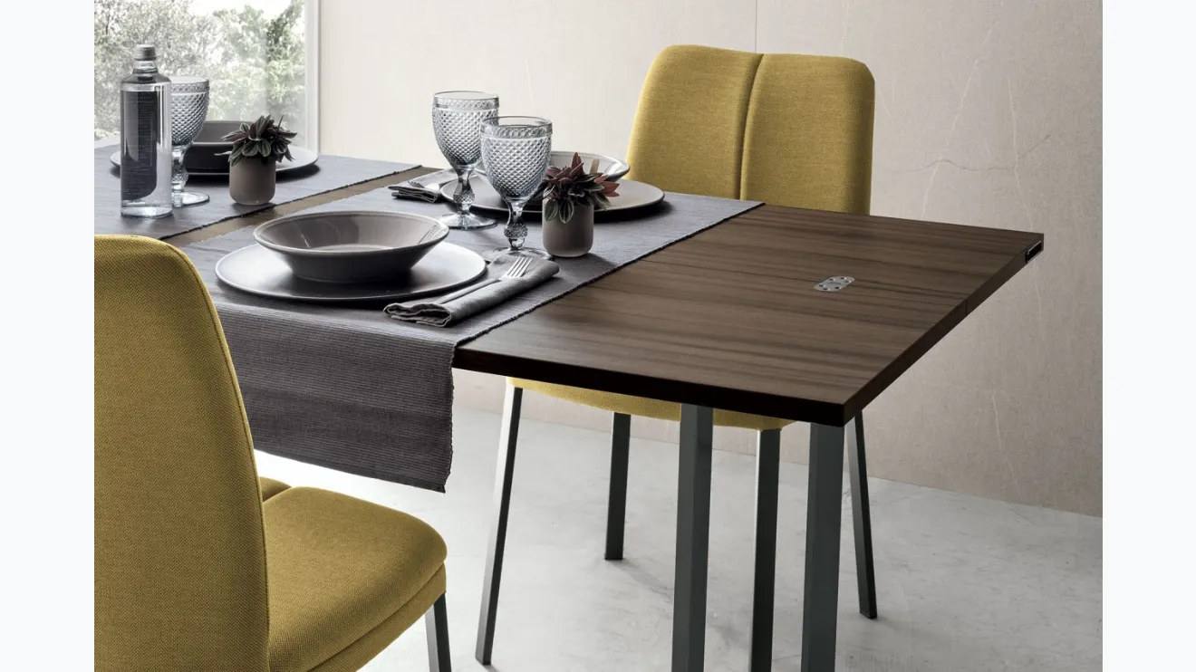 Table extensible Giravolta Console avec plateau en noyer ambré mat de Sedit.