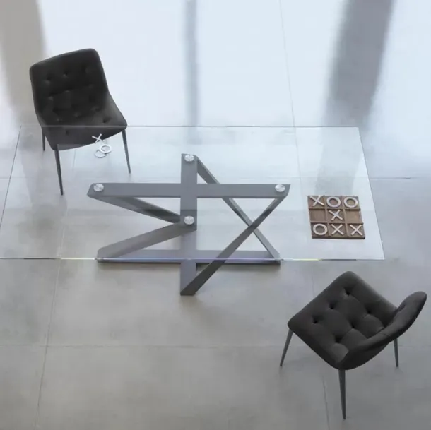 Table Millennium avec dessus en verre de Bontempi.