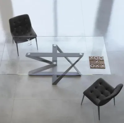 Table Millennium avec dessus en verre de Bontempi.