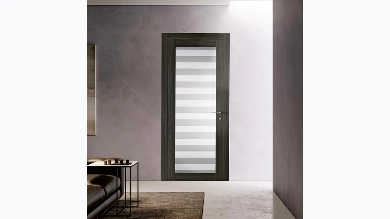 Porte intérieure Graphite 301V Gris en verre et laminé de BiHome